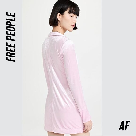 FREE PEOPLE SHAYLA VELVET MINI DRESS IN ICY PINK NEW SMALL - Picture 4 of 11